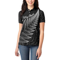 New Zealand Te Reo Māori Women Polo Shirt Simple Black Fern