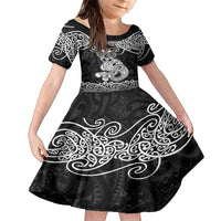 Te Reo Maori Tiki Inspired Art Family Matching Off Shoulder Short Dress and Hawaiian Shirt