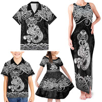 Te Reo Maori Tiki Inspired Art Family Matching Tank Maxi Dress and Hawaiian Shirt LT9 - Polynesian Pride