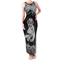 Te Reo Maori Tiki Inspired Art Family Matching Tank Maxi Dress and Hawaiian Shirt LT9 Mom's Dress Black - Polynesian Pride
