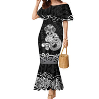 Te Reo Maori Tiki Inspired Art Mermaid Dress LT9 Women Black - Polynesian Pride