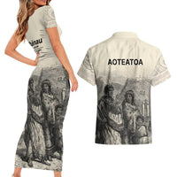 Whanau Maori Language Couples Matching Short Sleeve Bodycon Dress and Hawaiian Shirt Te Reo Maori Inspired Art