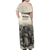 Whanau Maori Language Family Matching Off Shoulder Maxi Dress and Hawaiian Shirt Te Reo Maori Inspired Art LT9 - Polynesian Pride