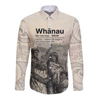 Whanau Maori Language Long Sleeve Button Shirt Te Reo Maori Inspired Art