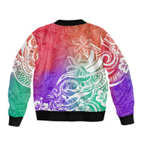 Polynesian Sunset Plumeria Bomber Jacket Pacific Island Tribal Blossom Style LT9 - Polynesian Pride