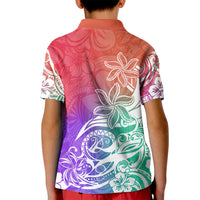 Polynesian Sunset Plumeria Kid Polo Shirt Pacific Island Tribal Blossom Style LT9 - Polynesian Pride