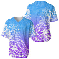 Polynesian Sunset Plumeria Baseball Jersey Pacific Island Tribal Blue Style LT9 - Polynesian Pride