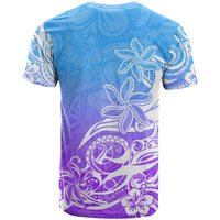 Polynesian Sunset Plumeria T Shirt Pacific Island Tribal Blue Style LT9 - Polynesian Pride