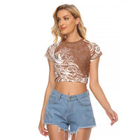 Polynesian Sunset Plumeria Raglan Cropped T Shirt Pacific Island Tribal Nude Style LT9 Female Nude - Polynesian Pride