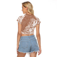 Polynesian Sunset Plumeria Raglan Cropped T Shirt Pacific Island Tribal Nude Style LT9 - Polynesian Pride