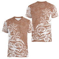 Polynesian Sunset Plumeria Women V Neck T Shirt Pacific Island Tribal Nude Style LT9 - Polynesian Pride