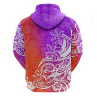 Polynesian Sunset Plumeria Hoodie Pacific Island Tribal Purple Style LT9 - Polynesian Pride