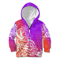 Polynesian Sunset Plumeria Kid Hoodie Pacific Island Tribal Purple Style LT9 Zip Hoodie Purple - Polynesian Pride