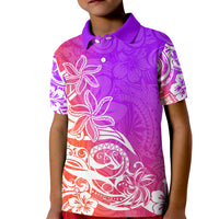 Polynesian Sunset Plumeria Kid Polo Shirt Pacific Island Tribal Purple Style LT9 Kid Purple - Polynesian Pride