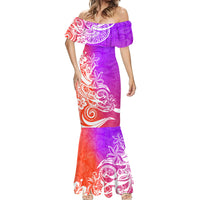 Polynesian Sunset Plumeria Mermaid Dress Pacific Island Tribal Purple Style LT9 - Polynesian Pride