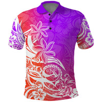 Polynesian Sunset Plumeria Polo Shirt Pacific Island Tribal Purple Style LT9 Purple - Polynesian Pride