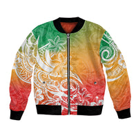 Polynesian Sunset Plumeria Bomber Jacket Pacific Island Tribal Reggae Style LT9 Unisex Reggae - Polynesian Pride