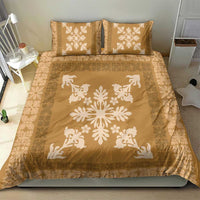 Hawaiian Quilt Block Design Bedding Set Gold Hawaii Culture Motifs - Polynesian Pride