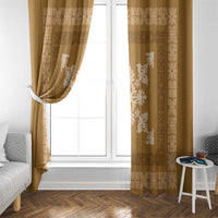 Hawaiian Quilt Block Design Window Curtain Gold Hawaii Culture Motifs - Polynesian Pride