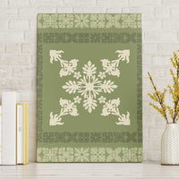 Hawaiian Quilt Block Design Canvas Wall Art Lime Hawaii Culture Motifs - Polynesian Pride