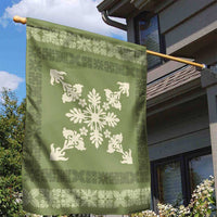 Hawaiian Quilt Block Design Garden Flag Lime Hawaii Culture Motifs - Polynesian Pride