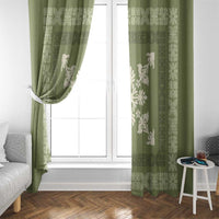 Hawaiian Quilt Block Design Window Curtain Lime Hawaii Culture Motifs - Polynesian Pride