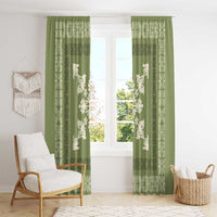 Hawaiian Quilt Block Design Window Curtain Lime Hawaii Culture Motifs - Polynesian Pride