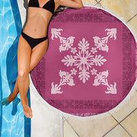 Hawaiian Quilt Block Design Beach Blanket Pink Hawaii Culture Motifs - Polynesian Pride