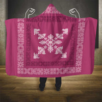 Hawaiian Quilt Block Design Hooded Blanket Pink Hawaii Culture Motifs - Polynesian Pride