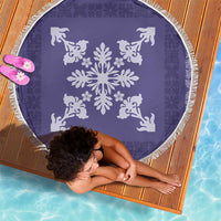 Hawaiian Quilt Block Design Beach Blanket Purple Hawaii Culture Motifs - Polynesian Pride