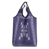 Hawaiian Quilt Block Design Grocery Bag Purple Hawaii Culture Motifs - Polynesian Pride