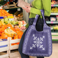Hawaiian Quilt Block Design Grocery Bag Purple Hawaii Culture Motifs - Polynesian Pride