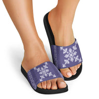 Hawaiian Quilt Block Design Slide Sandals Purple Hawaii Culture Motifs - Polynesian Pride
