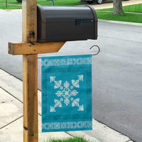 Hawaiian Quilt Block Design Garden Flag Teal Hawaii Culture Motifs - Polynesian Pride