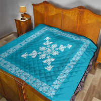 Hawaiian Quilt Block Design Quilt Teal Hawaii Culture Motifs - Polynesian Pride