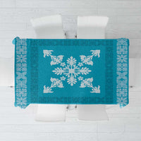 Hawaiian Quilt Block Design Tablecloth Teal Hawaii Culture Motifs - Polynesian Pride