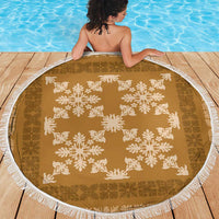 Hawaiian Quilt Pattern Beach Blanket Gold Hawaii Culture Tropical - Polynesian Pride