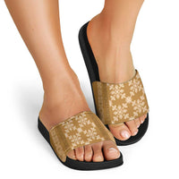Hawaiian Quilt Pattern Slide Sandals Gold Hawaii Culture Tropical - Polynesian Pride