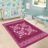 Hawaiian Quilt Pattern Area Rug Pink Hawaii Culture Tropical - Polynesian Pride