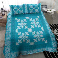 Hawaiian Quilt Pattern Bedding Set Teal Hawaii Culture Tropical - Polynesian Pride