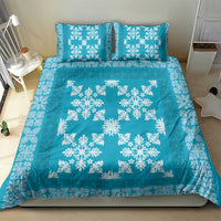 Hawaiian Quilt Pattern Bedding Set Teal Hawaii Culture Tropical - Polynesian Pride