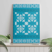 Hawaiian Quilt Pattern Canvas Wall Art Teal Hawaii Culture Tropical LT9 - Polynesian Pride