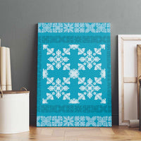 Hawaiian Quilt Pattern Canvas Wall Art Teal Hawaii Culture Tropical LT9 - Polynesian Pride