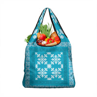 Hawaiian Quilt Pattern Grocery Bag Teal Hawaii Culture Tropical LT9 1-pack One Size Teal - Polynesian Pride