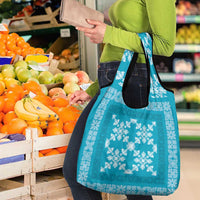 Hawaiian Quilt Pattern Grocery Bag Teal Hawaii Culture Tropical LT9 - Polynesian Pride
