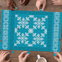Hawaiian Quilt Pattern Puzzle Teal Hawaii Culture Tropical - Polynesian Pride