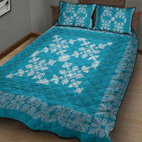 Hawaiian Quilt Pattern Quilt Bed Set Teal Hawaii Culture Tropical - Polynesian Pride
