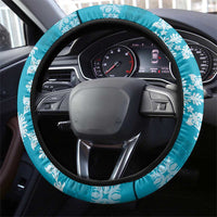 Hawaiian Quilt Pattern Steering Wheel Cover Teal Hawaii Culture Tropical - Polynesian Pride