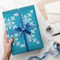 Hawaiian Quilt Pattern Wrapping Paper Teal Hawaii Culture Tropical - Polynesian Pride