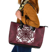 Palm Leaf Quilt Pattern Leather Tote Bag Hawaii Culture Floral - Polynesian Pride